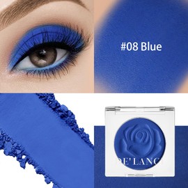 DE'LANCI Single Blue Eyeshadow, Blue Matte Eyeshadow Makeup, Well - Pigmented Waterproof Blue Eyeshadow, Basic Eyeshadow, Ghost Bride Makeup, Vegan #08