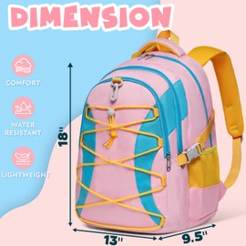 BLUEFAIRY Pink Book Bags for Girls School Backpack Kids Elementary Primary Middle School Bags 18" Large Childs Back Pack with Laptop Compartments Mochilas Escolares para Niñas