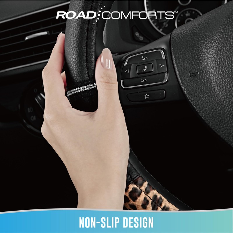 Road Comforts Leopard Steering Wheel Cover - Made with PVC
