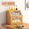 GHWIE Double Layer Large Bamboo Bread Box for Kitchen Countertop,