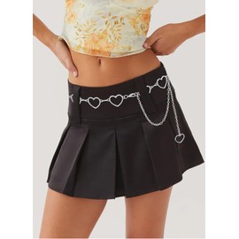 Putcuku Waist Belts for Women Adjustable Body Fashion Metal Link for Dresses (Heart Silver-S)