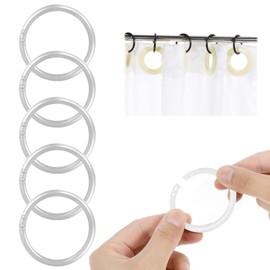 XoeLLe Pack of 100 Curtain Rings, Plastic Curtain Rings, Shower Curtain Hooks for Shower Window Rod, Shower Curtain Rings, Curtain Rings Suitable for Most Shower Curtains (White)