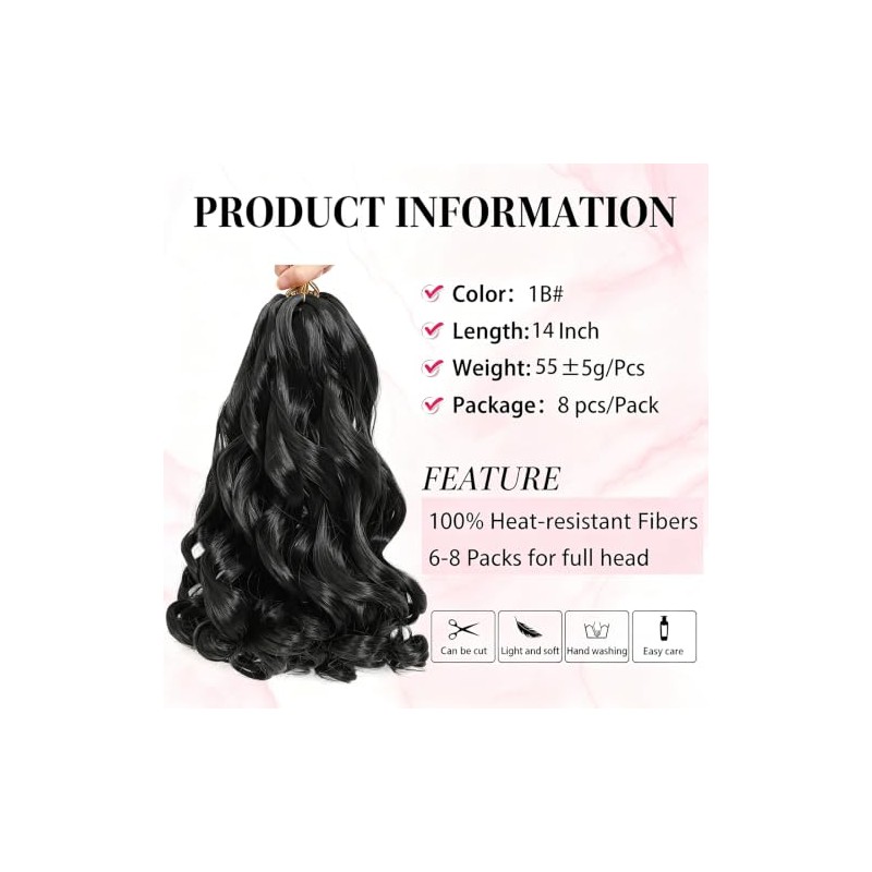 French Curl Braiding Hair Extensions 14 Inch pre stretched Braiding