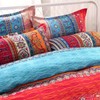 Double Size Bohemian Duvet Cover Red and Blue Colorful Boho