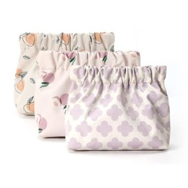 Gepehoho Small Makeup Bag for Purse, 3pcs Waterproof Mini Pouch, No Zipper Self-closing Travel Kit Storage Bag for Women & Girl (A)