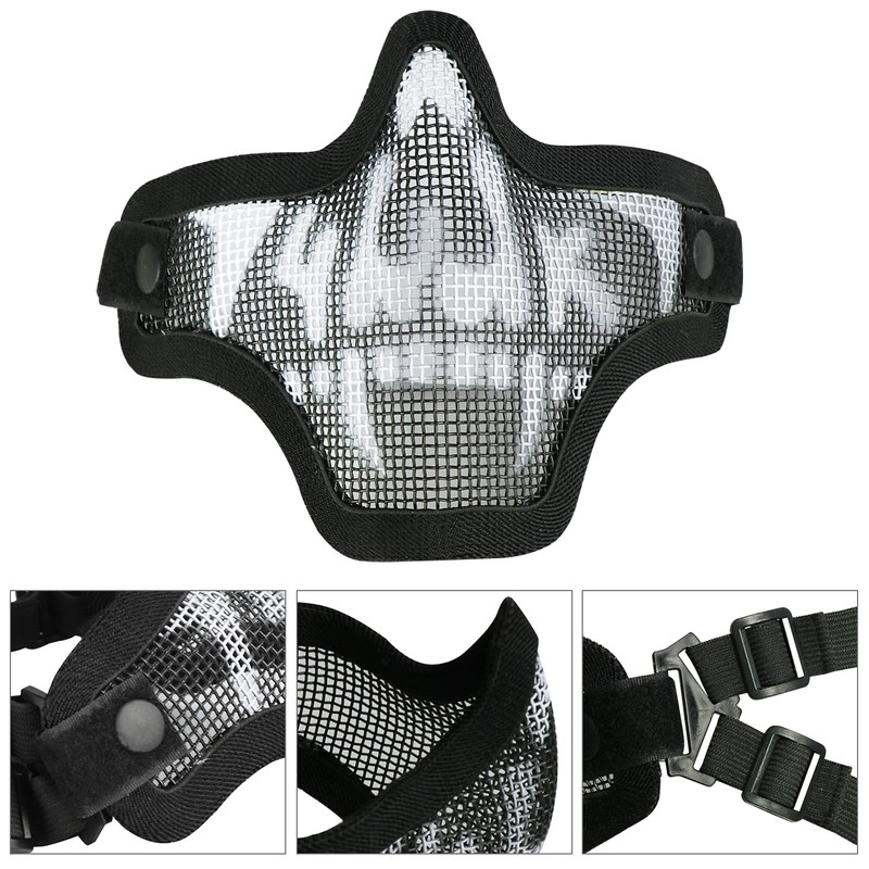 AOUTACC Airsoft Mask and Goggles Set, Half Face Full Steel