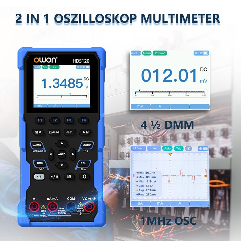 HDS120 1MHz Bandwidth Oscilloscope Multimeter 2 in 1 Function for
