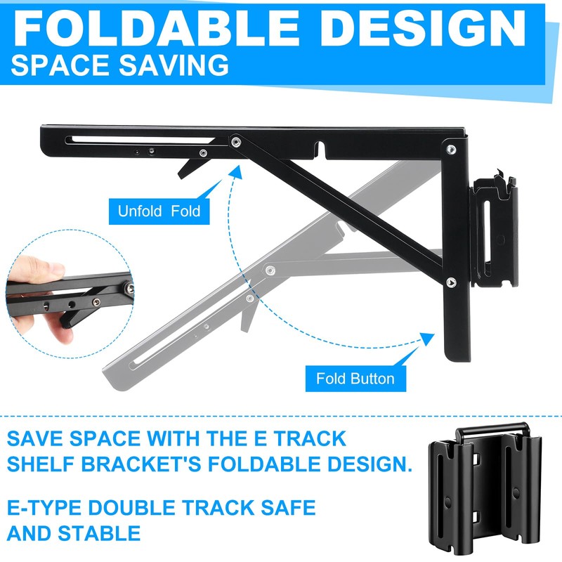 Shimeyao 4 Pcs 12 Inch E Track Folding Shelf Brackets