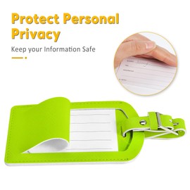 Airkit Luggage Tags 3 Pack PU Leather Luggage Tags for Suitcases TSA Approved, Privacy Protection Bag Tags Travel Essentials, Neon Green