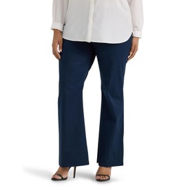 Lee Women's Plus Size Wrinkle Free Mid Rise Bootcut Pant, Rivet Navy