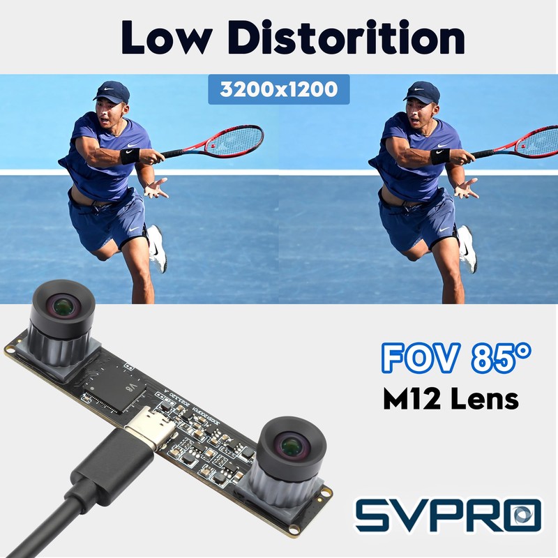 Svpro Global Shutter USB Camera with M12 Dual Lens 1200P