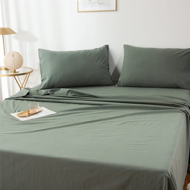 Ruccit 2 Pack Sage Green Pillowcases Washed Cotton Green Pillow