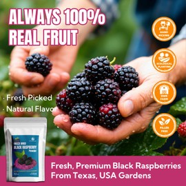 Premium Freeze Dried Black Raspberry Powder 5.29oz (150g),No Added Sugar | No Additives,80 Fresh Black Raspberries Concentrated,No Clumps,for Baking,Smoothies,Yogurt,Desserts | Raspberry Extract Superfood