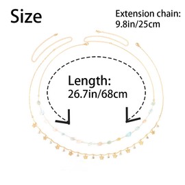 Urieo Boho Rhinestone Beads Waist Chain Bead Butterfly Gold Crystal Belly Chains Beaded Layered Adjustable Bikini Beach Body Jewelry Accessories for Women and Girls(Pack of 2)
