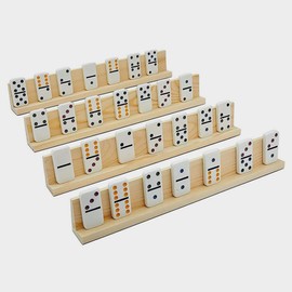 CALLARON Wooden Display Stand Dominoes Card Base 4pcs Desktop Stand DIY Domino Holder Mahjong Tile Rack Desktop Stand