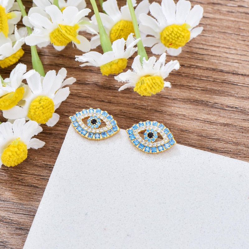 Evil Eye Stud Earrings for Women 925 Sterling Silver Evil