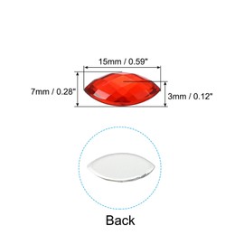 PATIKIL Marquise Gems, 100 Pcs 15x7mm Acrylic Rhinestones Flat Back Navette Horse Eye Crystal Gems for Jewelry Making DIY Craft, Light Red