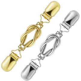 Pinyenr Pack of 2 Cardigan Clip Waist Clip Cardigan Clips Clothes Clip Sweater Clips Scarf Clips for Clothes Golden and Silver, Metal