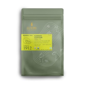 Luxmi Estates - Organic Lemon Ginger Tea - 50 Tea Bags | With Lemon Peel, Ginger, Lemongrass and Licorice | Soothes Your Throat and Uplits Your Mood