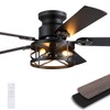 JSAITEE 52in Flush Mount Farmhouse Ceiling Fan with Lights, Caged