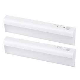 BLACK+DECKER LEDUC9-2BAT Battery Operated Under Cabinet Light Motion Sensor On/Off, Warm LED, Stick-On Install for Kitchen & Closets, 2 Bars, White, 2 Count