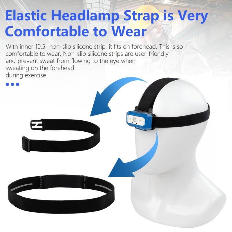 Elastic Headlamp Strap Replacement Headband, fit for Most Headlamps Black