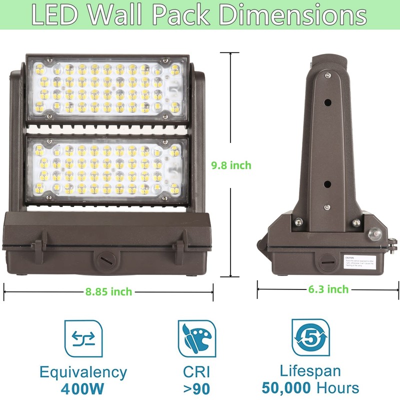 Dusk to Dawn100W Rotatable LED Wall Pack Light, 5000K 14000LM
