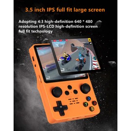 Generic QuantumG - R35S Retro Handheld Game Console with 3.5 Inch IPS HD Display, Linux System, 64GB Inbuilt Games – Compact Pocket Video Game (Black), Small, Black, White, Blue & Yellow