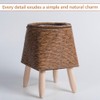 Indoor Woven Planter with Stand, Rattan-Style Plastic Flower Pot Holder,