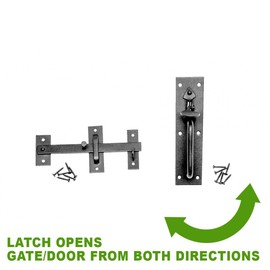 Renovators Supply Manufacturing Black Iron Norfolk Thumb Door Latches Traditional 7" H Suffolk Thumb Gate Or Door Latches Black Powder Coated Two Sided Colonial Locks with Mounting Hardware Pack of 2