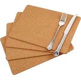 Cork Coasters Square Self-Adhesive Cork Large Coasters Pads Backing Sheets for Kitchen Restaurant Home Bar Cafe Wedding Supplies (11 x 8 Inch, 4 Pieces)