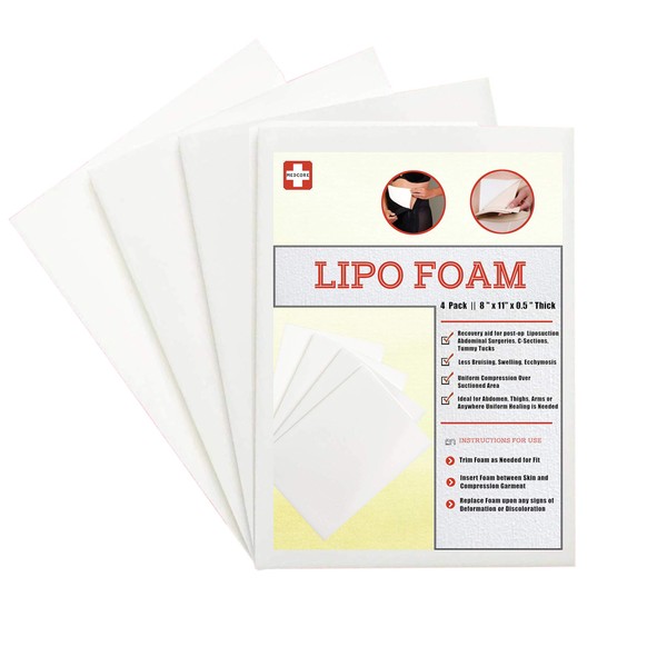 4 Pack Lipo Foam Board - Post Surgery Ab Board - Use After Liposuction, C-Section, Tummy Tucks, BBL surgeries