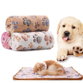 41" x 31" Dog Blankets for Medium Large Dogs Washable, 3 Pack Pet Blanket Fuzzy Soft Puppy Blanket Throw Cover for Kennel Crate Bed, Blanket for Dogs, Pet Blankets (White+Brown+Pink)