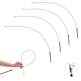 SquEqu 5 Pack Cat Wand Toy Replacement Rod 32'' Flexible Steel Wire Teaser for Cats Feather Toys Worms Bell Refills Rainbow Ribbon Attachments Kitten Interactive Catcher Charmer Exercise