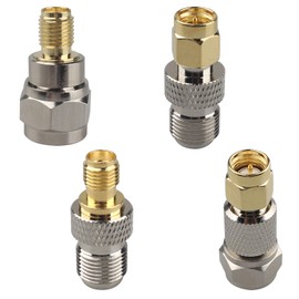 Futheda 4PCS SMA to F Coax Connector F to SMA Male to Female Coaxial Adapter Kit Compatible with LMR AM DAB FM Ham WiFi CB Radio Transceiver Wireless LAN Device RF Application External Antenna Telecom
