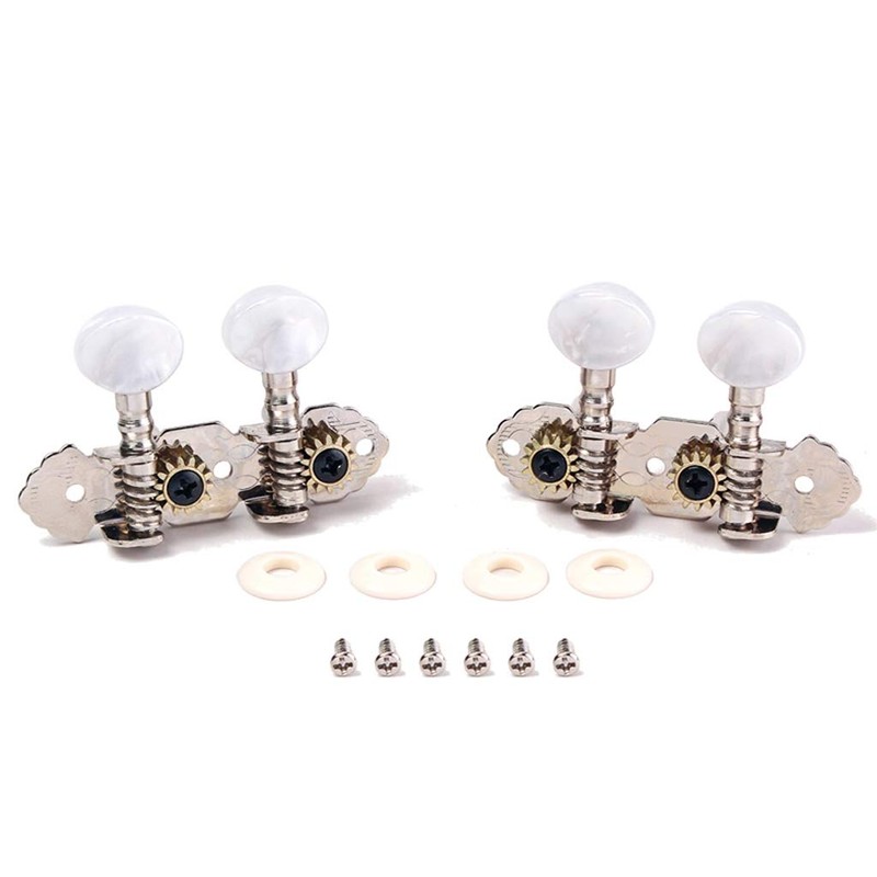 Alnicov 2R2L Tuning Pegs for Ukulele 4 String Guitar Chrome