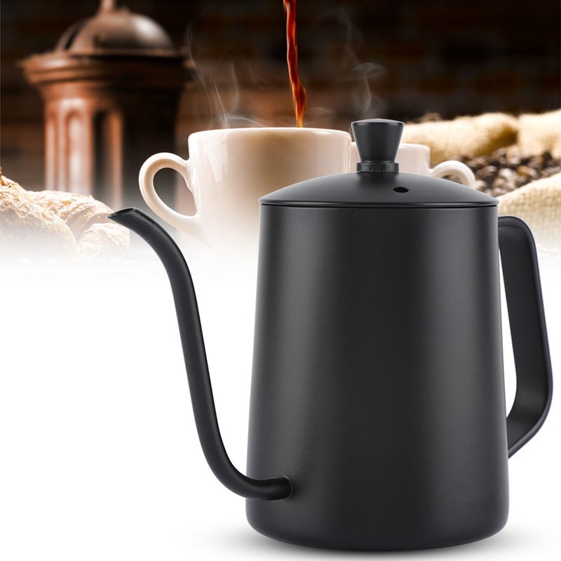 550ml Stainless Steel Long Gooseneck Coffee Pot Kettle with Lid