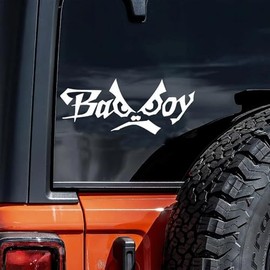2 Pack Bad Boy Decal 5.9"x2.4" Creative Waterproof Vinyl Sticker for Car Motorcycles Trucks Garage Rebel Biker Design #AZ47 (White)