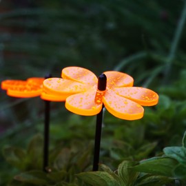 Sun Catcher Garden Decor Ornaments Daisy, Set of 5 Decorative Garden Stakes, 25cm/10'' high Outdoor Yard Accessory, Great Gardeners Gift, Colour:Orange