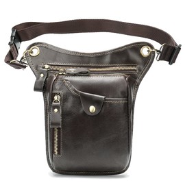 Leather Waist Pack Drop Leg Bag for Men Women Belt Bumbag Multi-Purpose Motorcycle Bike Outdoor Sports Tactical Cycling Riding Hiking Camping Thigh Crossbody Shoulder Sling Bag Pouch