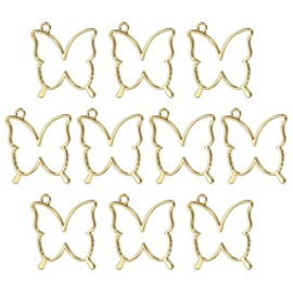 PATIKIL Alloy Open Back Bezel Pendants, 20 Pack Butterfly Shaped Hollow Resin Pendant Frame for DIY Crafts Earrings Necklace Bracelet Making, Gold Tone