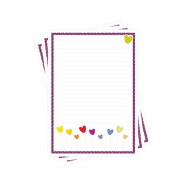 Notepad DIN A6 I Lined I Heart Flowers I Polkadots I 50 Sheets I Set of 3