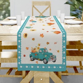 Thanksgiving Table Runner,Pumpkin Linen Farmhouse Table Runners,Kitchen Dining Table Runner Dresser Scarves for Coffee Table Bedroom Party Holiday Decor Thanksgiving Pumpkin 13×36inch