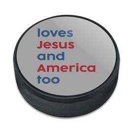 GRAPHICS & MORE Love Jesus and America Too Ice Hockey Puck