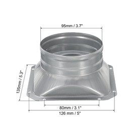 PATIKIL 4 Inch Duct Connector Flange, Metal Straight Pipe Flange Square to Round Interface Air Duct for Heating Cooling Ventilation HVAC System