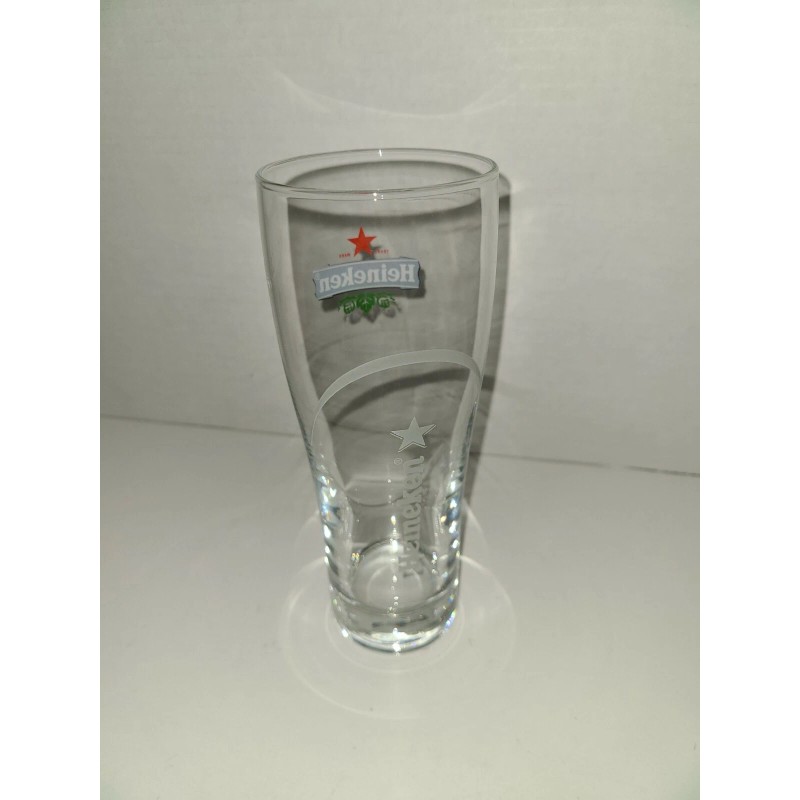 Heineken Beer Glass Red Star Logo Etching 6.5” Pilsner