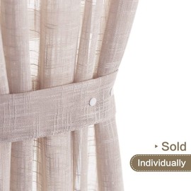 jinchan Linen French Door Curtains with Open Weave Door Curtain 40 Inches Long Drape Rod Pocket 1 Panel Drapes Light-Filtering Privacy Window Decor 1 Tieback Included Taupe Semi-Sheer