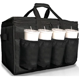 FRESHIE Insulated Food Delivery Bag with Cup Holders/Drink Carriers Premium, for Doordash, Uber Eats, Grubhub, Pizza Bag, Catering, Beverage, Commercial Quality (XL Pro)