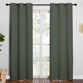 NICETOWN Window Treatment Thermal Insulated Solid Grommet Blackout Curtains/Drapes for Bedroom (Dark Mallard, Set of 2 Panels, 42 by 84 Inch)