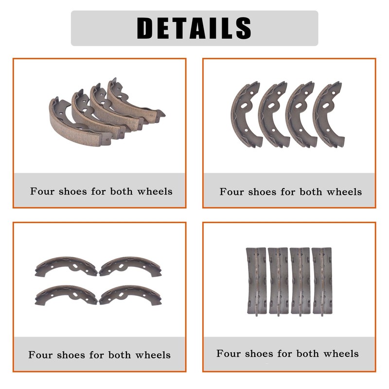 Brake Shoe Set 2 WD Both Wheels Replacement for Chuck